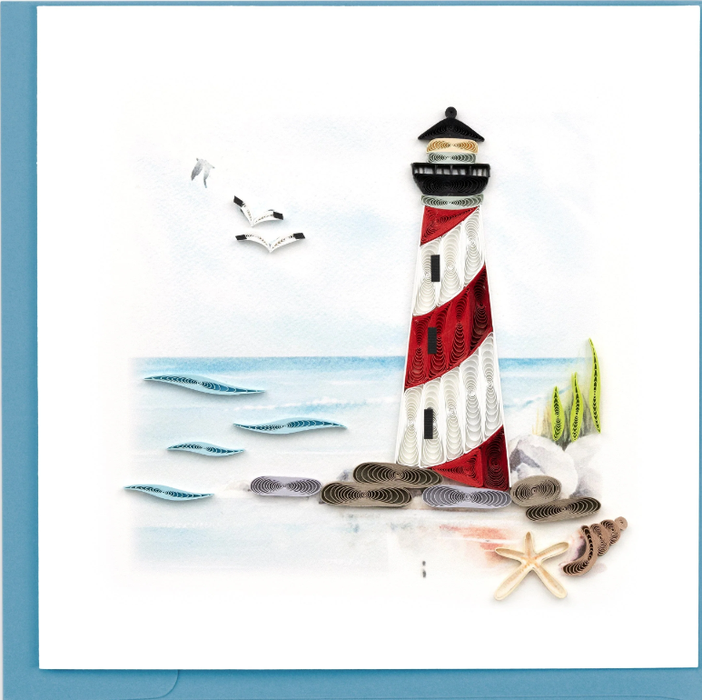 Red & White Lighthouse Greeting Card