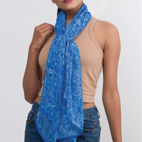 Cupro Scarf Sahila -Blue Paisley