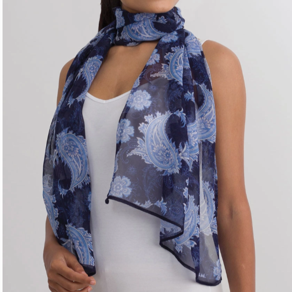 Cupro Scarf Sahila - Navy Paisley