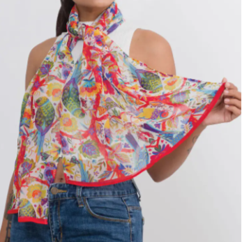 Cupro Scarf Sahila - Multicolour Birds