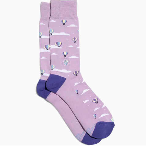 Socks That Fight Childhood Cancer (Purple Hot Air Balloons)