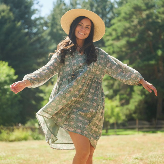 Sohla Mini Dress Aegean Teal Floral