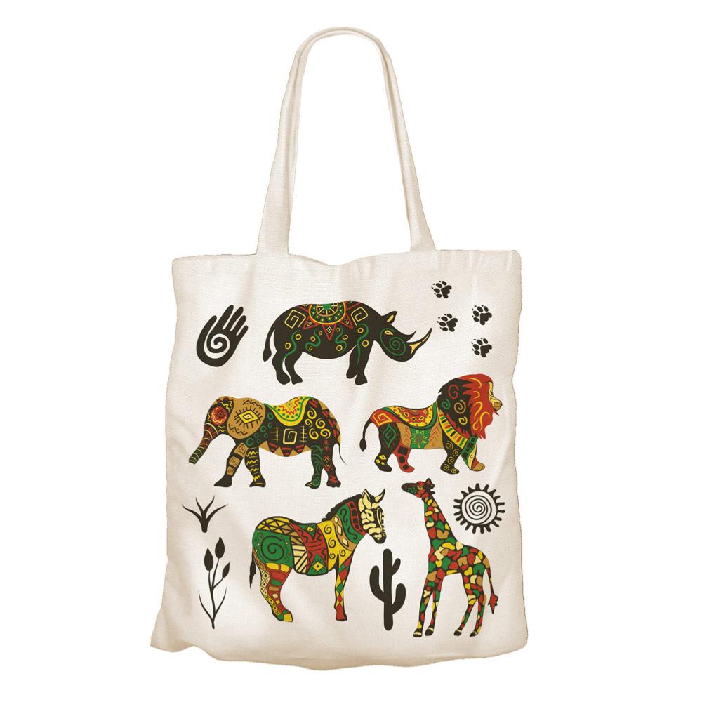 Tote Bag Recycled Cotton African Animals