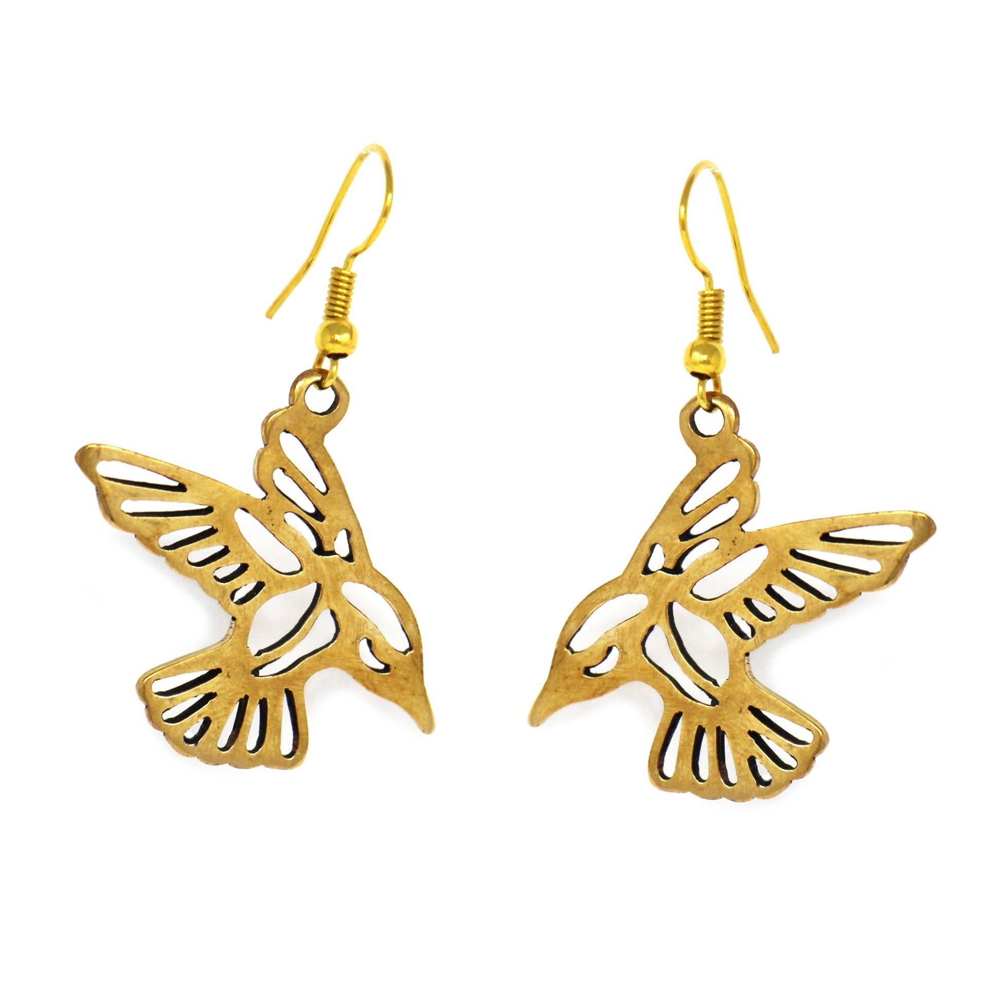 Gold Tumbaga Bird Earrings