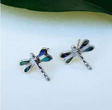 Abalone Dragonfly Studs - Sterling Silver