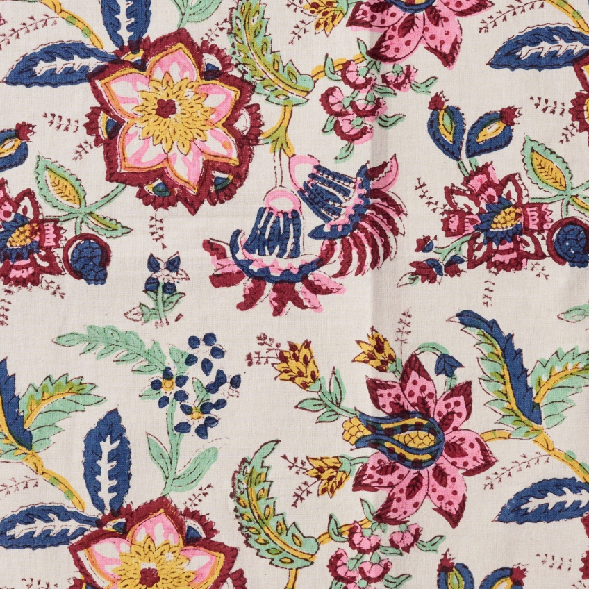 Zaina Floral Blockprint Tablecloth