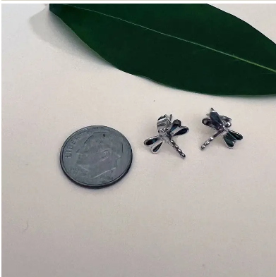 Abalone Dragonfly Studs - Sterling Silver