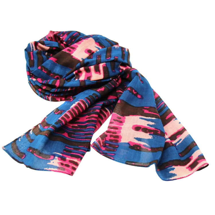 Hand Printed Cotton Scarf - Abstract Design