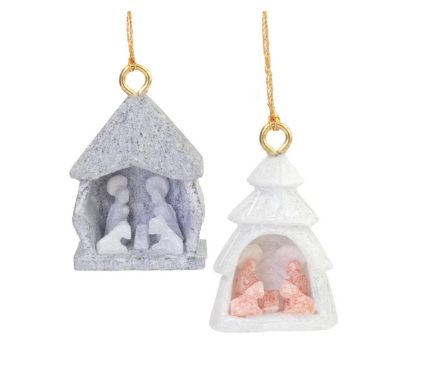 Mini Carved Alabaster Nativity Ornament
