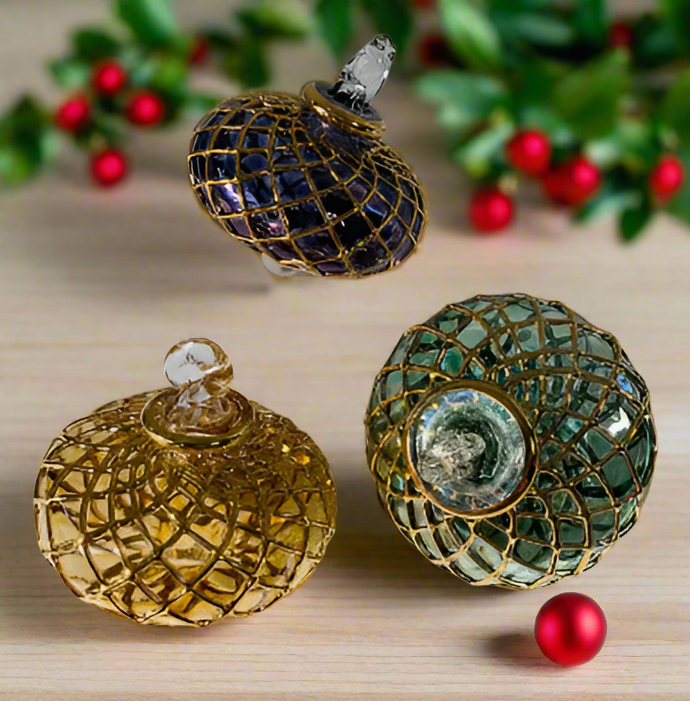 Blown Glass Ornament - Diamond Toupie