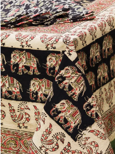 Elephant Kalamkari Tablecloth - 60"x90"
