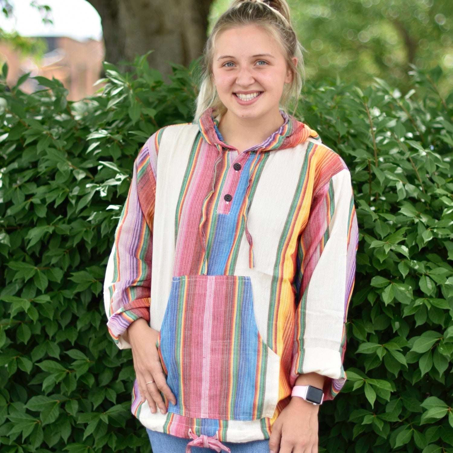 Cream Rainbow Baja Pullover