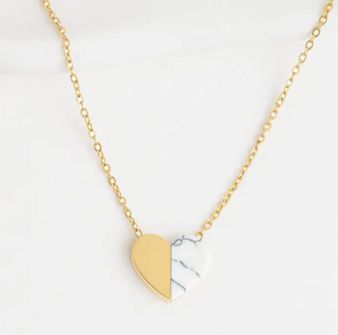 Alexis Gold and white turquoise Heart Necklace