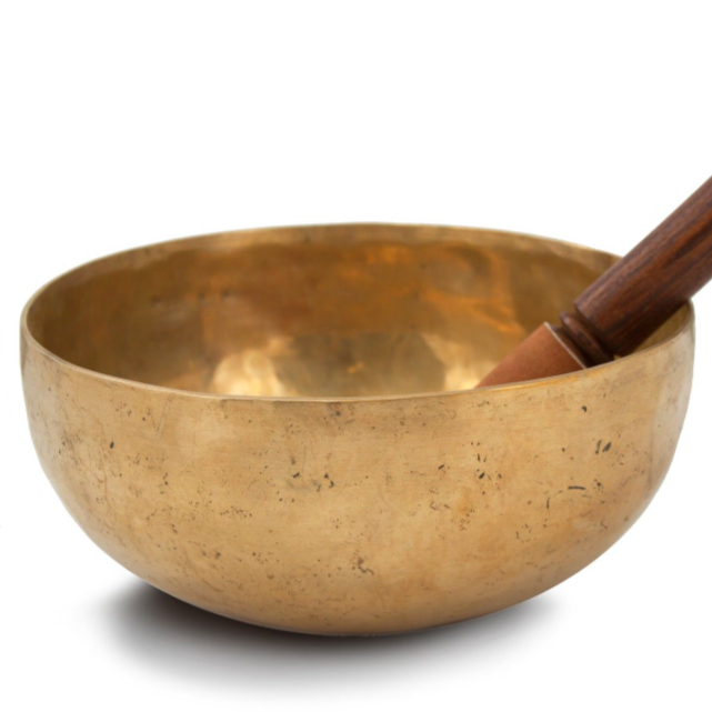 Singing Bowl 8'' Hand Beaten With Leather Handle