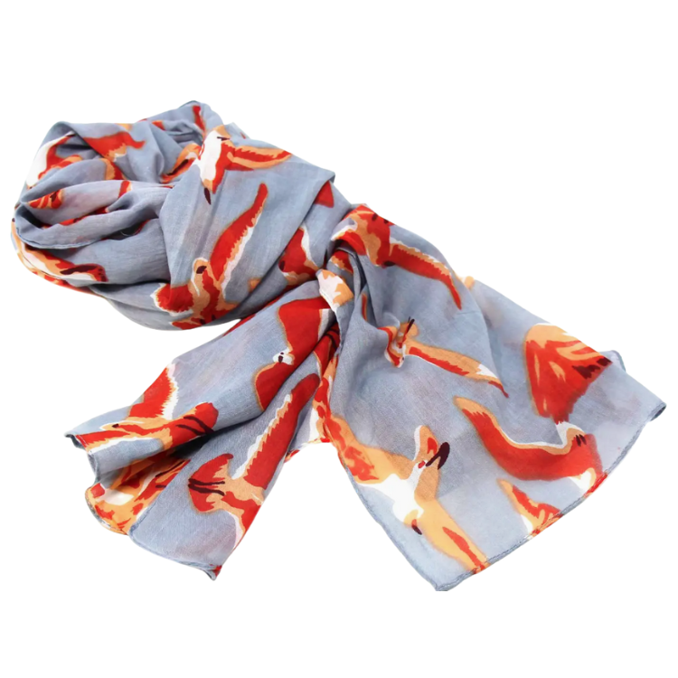 Hand Printed Cotton Scarf - Birds Design