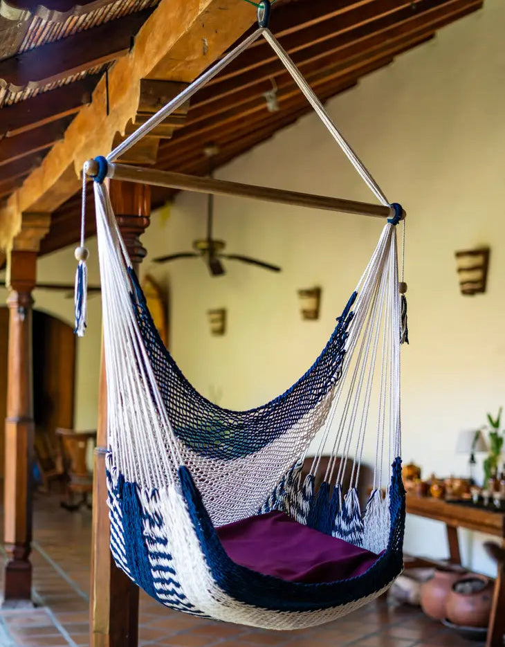 Hammock Chair Blue & Cream