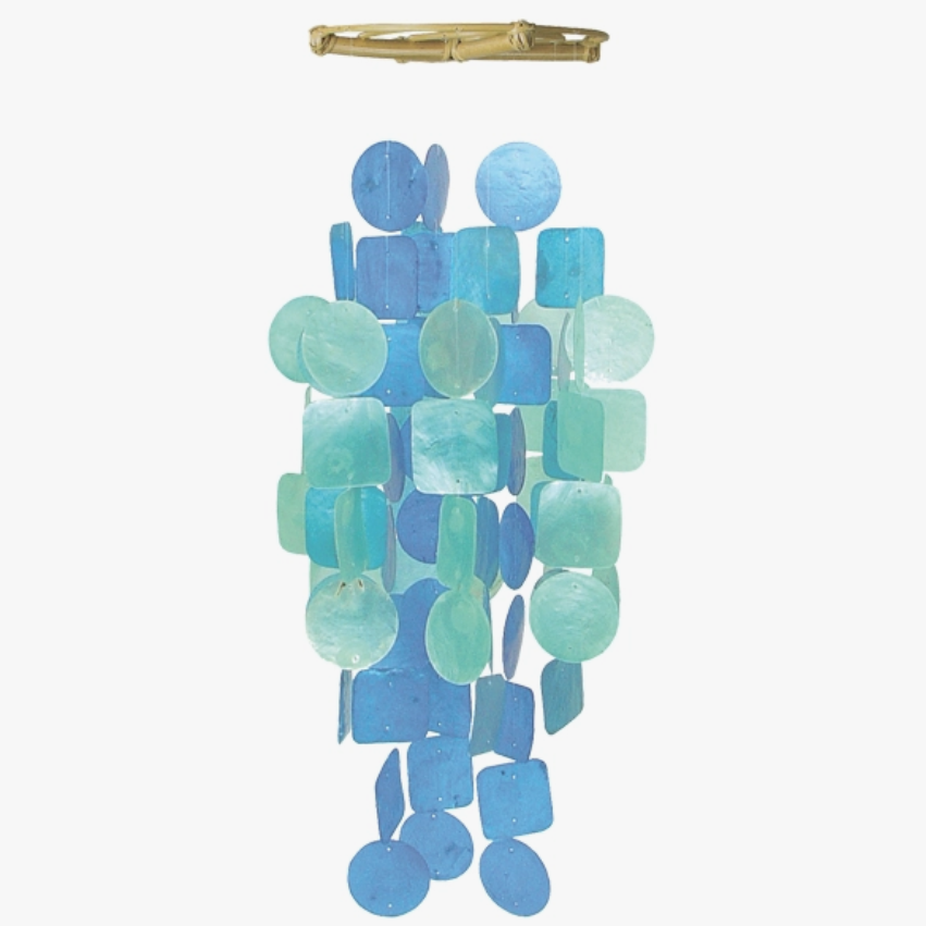Capiz Chime Medium Round Blue & Turquoise