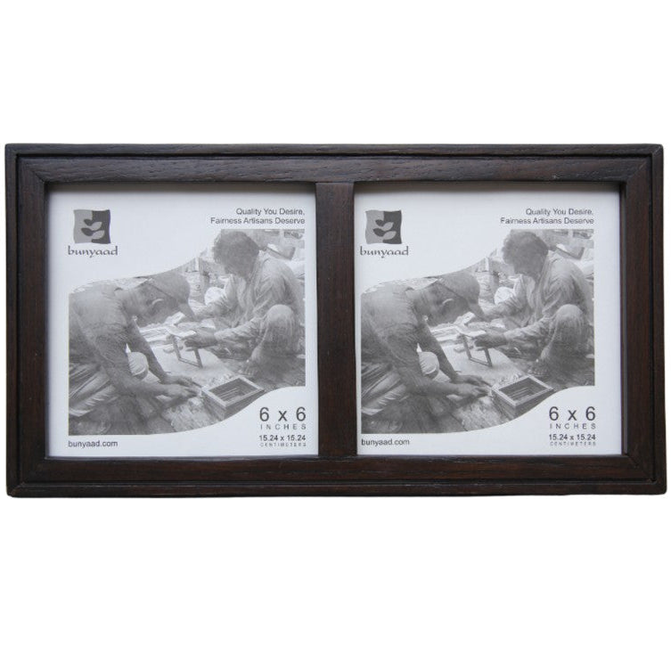 Dark Red Oak Etched Duo Frame