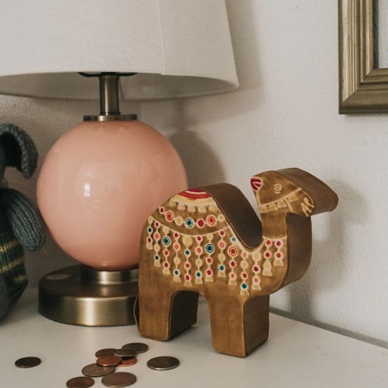 Tooled Leather Camel Coin Bank