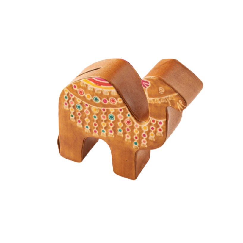 Tooled Leather Camel Coin Bank