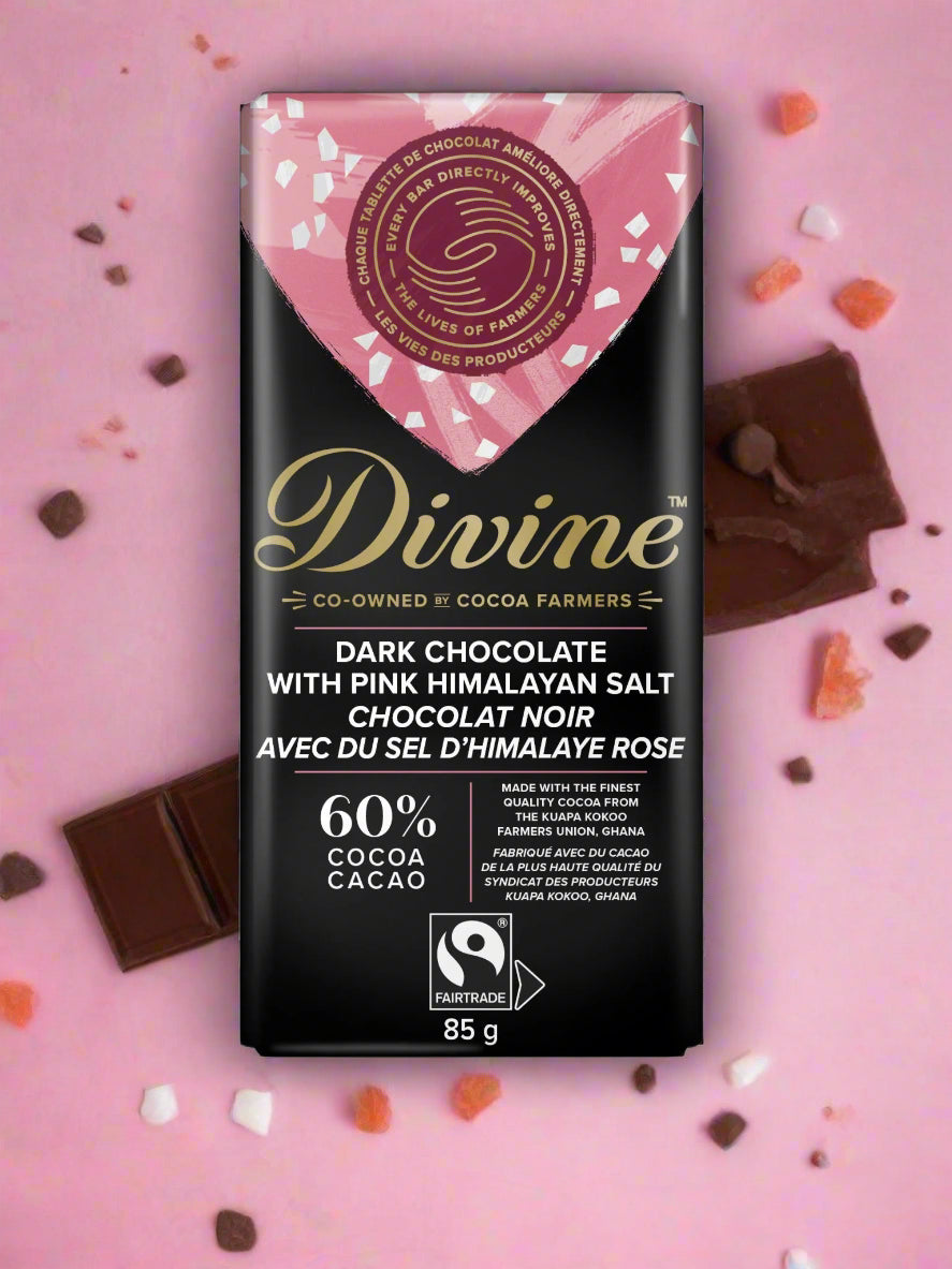 Divine Chocolate Bar Dark with Pink Himalayan Sea Salt