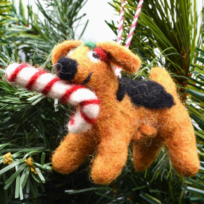 Candy Cane Fido Felt Ornament