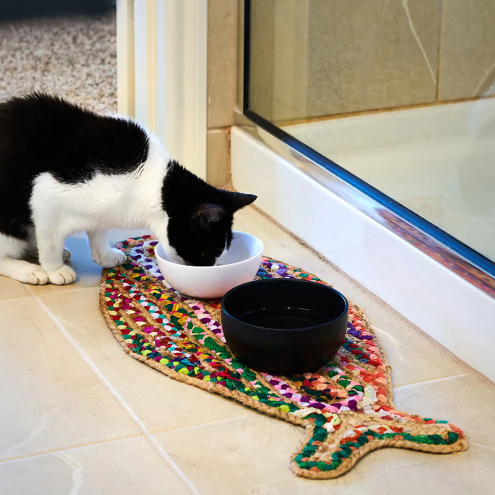 Chindi Blend Fish Rug Blue