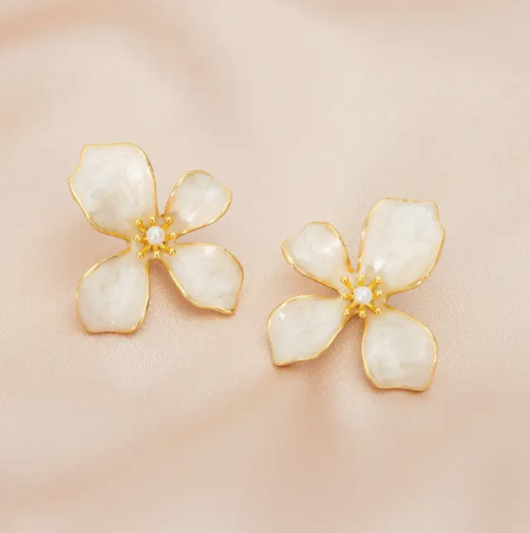 Hope in Bloom Flower Earrings in Tuscan Tan