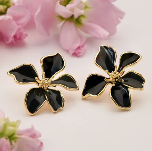 Bloom Earrings in Midnight Black