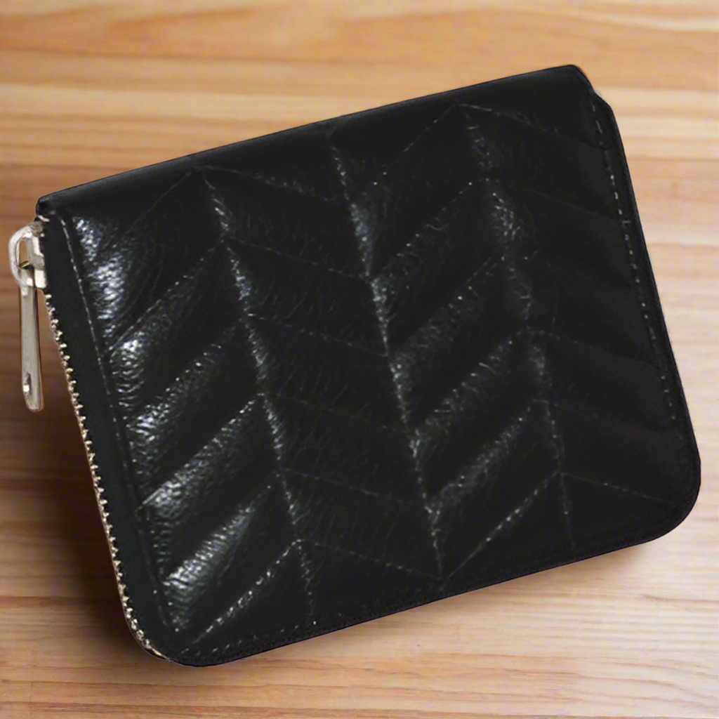 Elegant Chevron Black Card and Coin Case