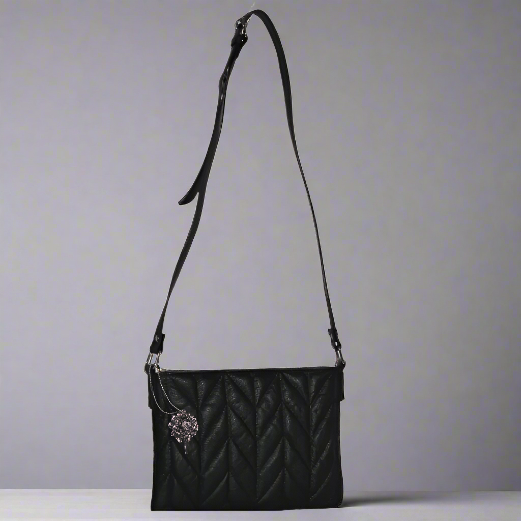 Elegant Chevron Cross Body Leather Bag