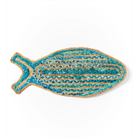 Chindi Blend Fish Rug Blue