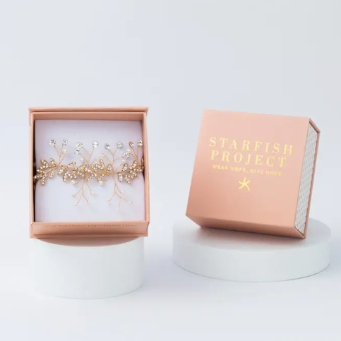 Ethereal Vine Gold Crystal and Pearl Silk Ribbon Headband