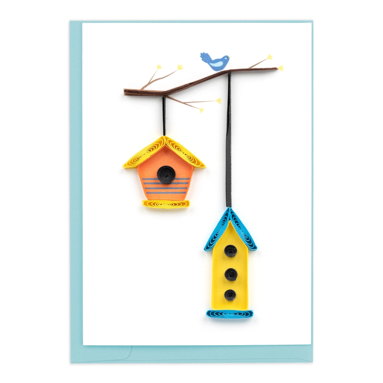 Quilled Birdhouses Gift Enclosure Mini Card