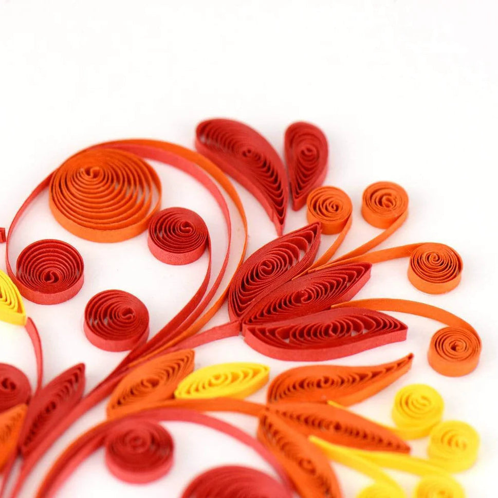 Red Floral Heart Quilled Greeting Card