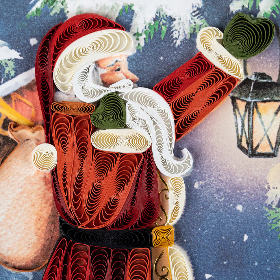 Vintage Santa Quilled Greeting Card