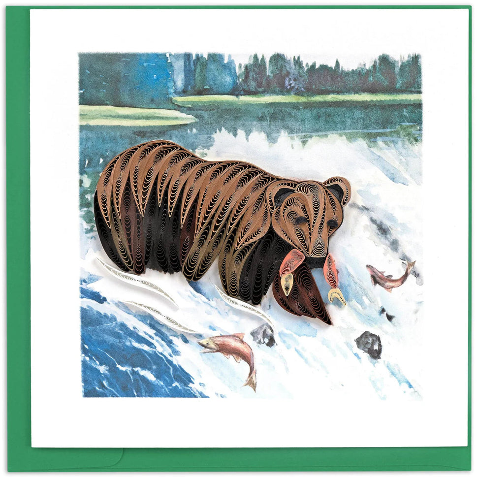 Wild Grizzly Bear Quilled Greeting Card