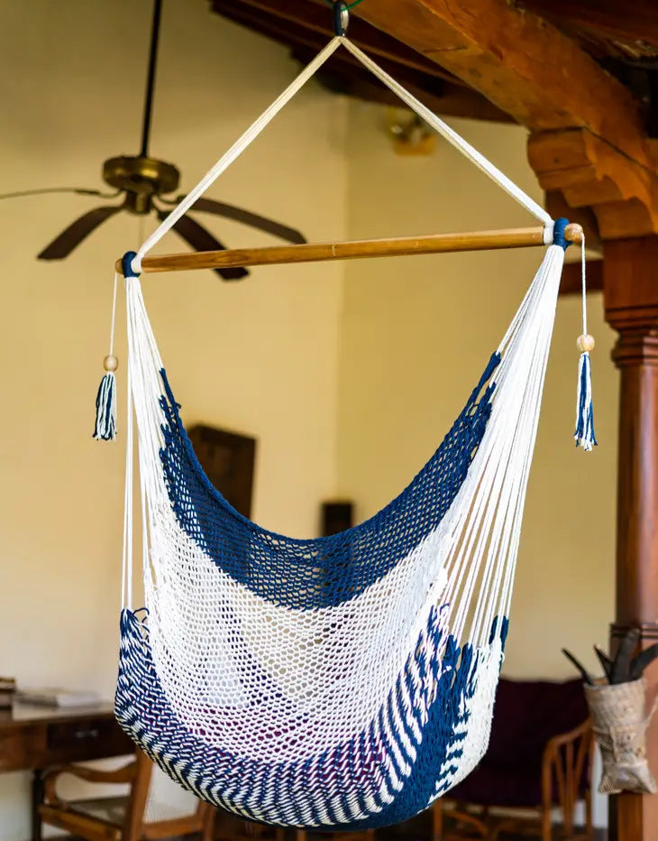 Hammock Chair Blue & Cream