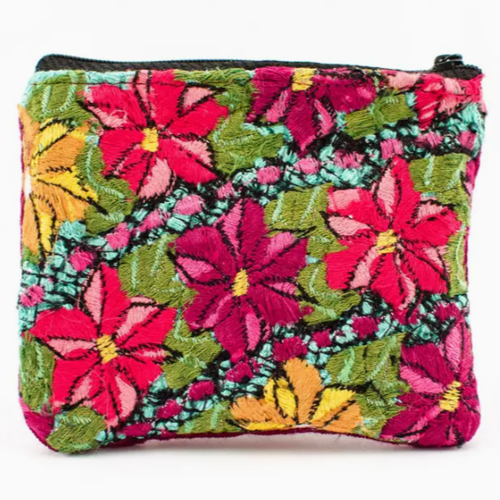 Embroidered Flower Coin Purse