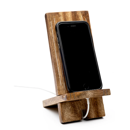 Moon Phases Mango Wood Phone Stand