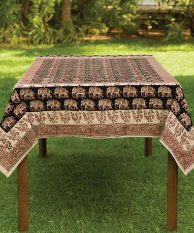 Elephant Kalamkari Tablecloth - 60"x90"