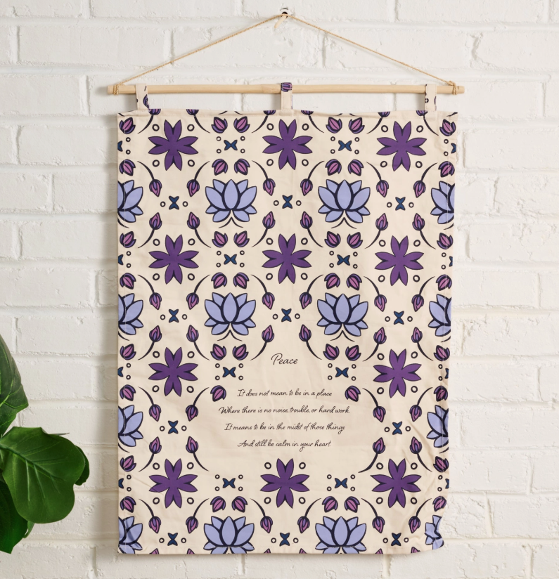 Lotus Peace Poem Wall Hanging