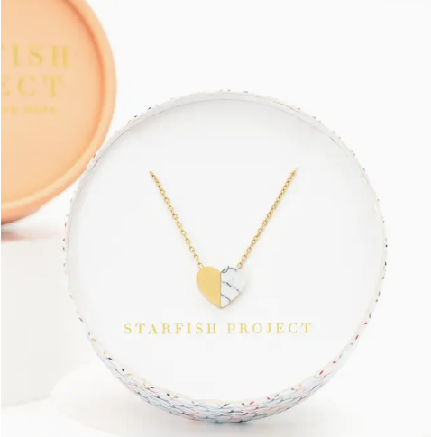 Alexis Gold and white turquoise Heart Necklace