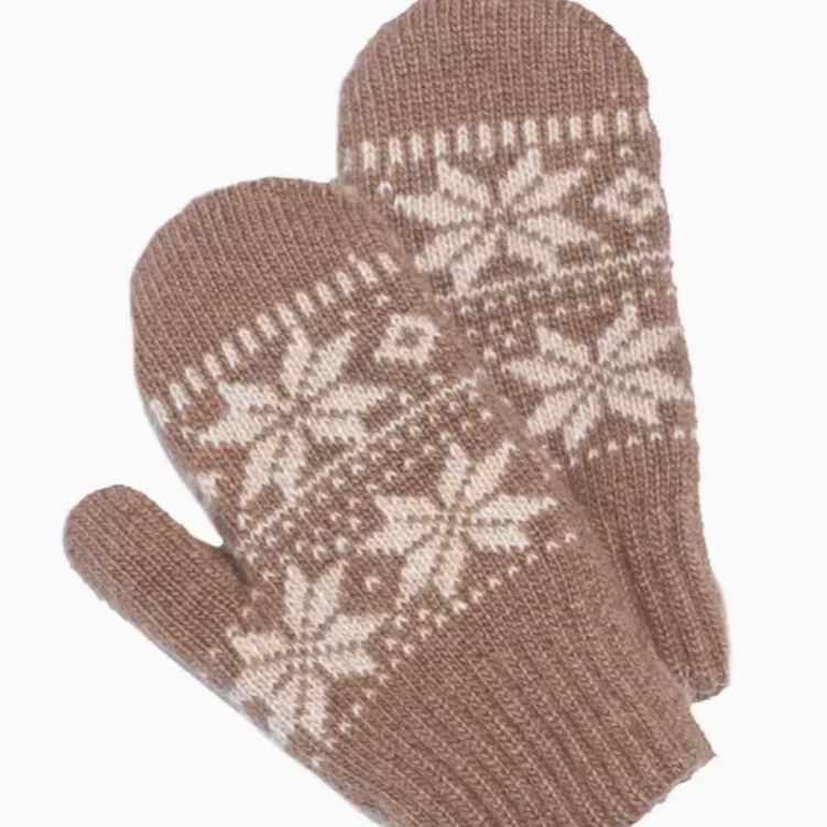 Mongolian Sheep's Wool Mittens - Kids - Brown