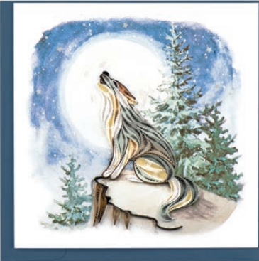Howling Wolf Quilled Paper Card