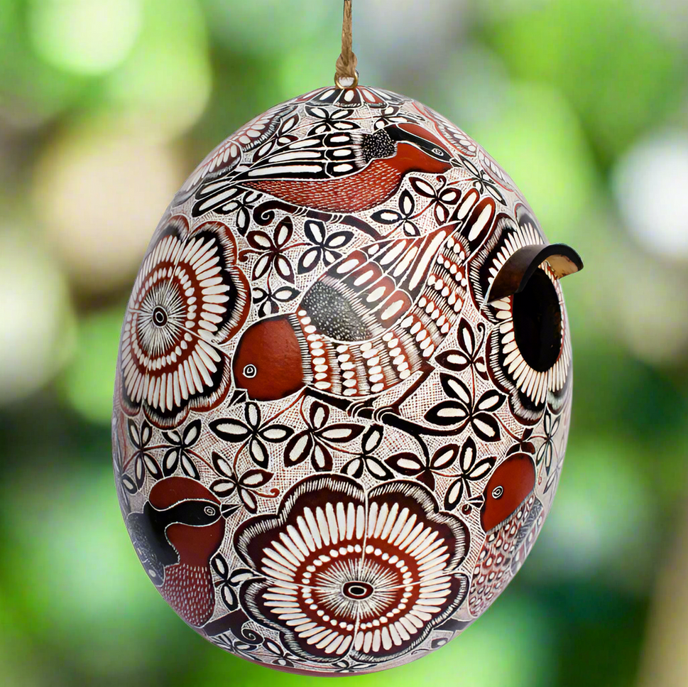 Gourd Birdhouse Laced Birds