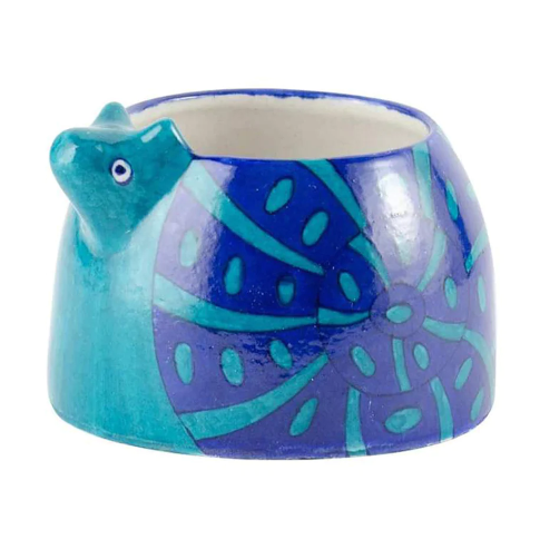 Lalita Terracotta Planter Blue Snail 6"x5"