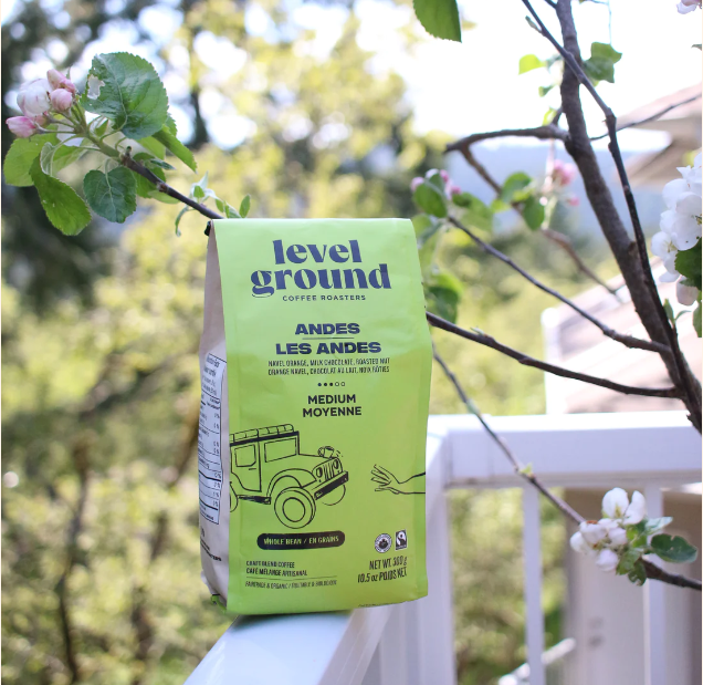bag of level ground andes medium roast coffee