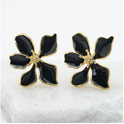 Bloom Earrings in Midnight Black
