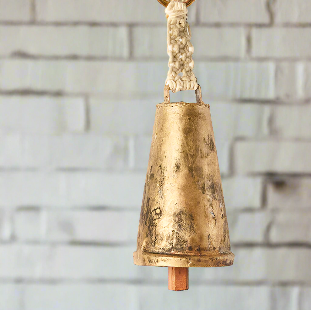 Macrame Rustic Cow Bell Chime